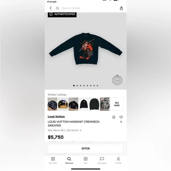 RARE LOUIS VUITTON Handknit Cartoon Fox Green Sweater - Picture 6 of 12